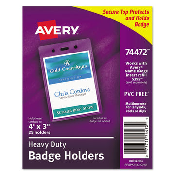 Avery® Secure Top Heavy-duty Badge Holders, Vertical, 3w X 4h, Clear, 25-pack freeshipping - TVN Wholesale